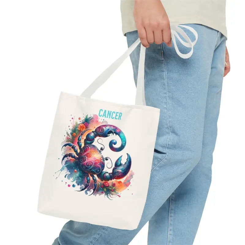 Cancer Zodiac Tote Bag with Black Cotton Handles - Three Sizes Available - Bags