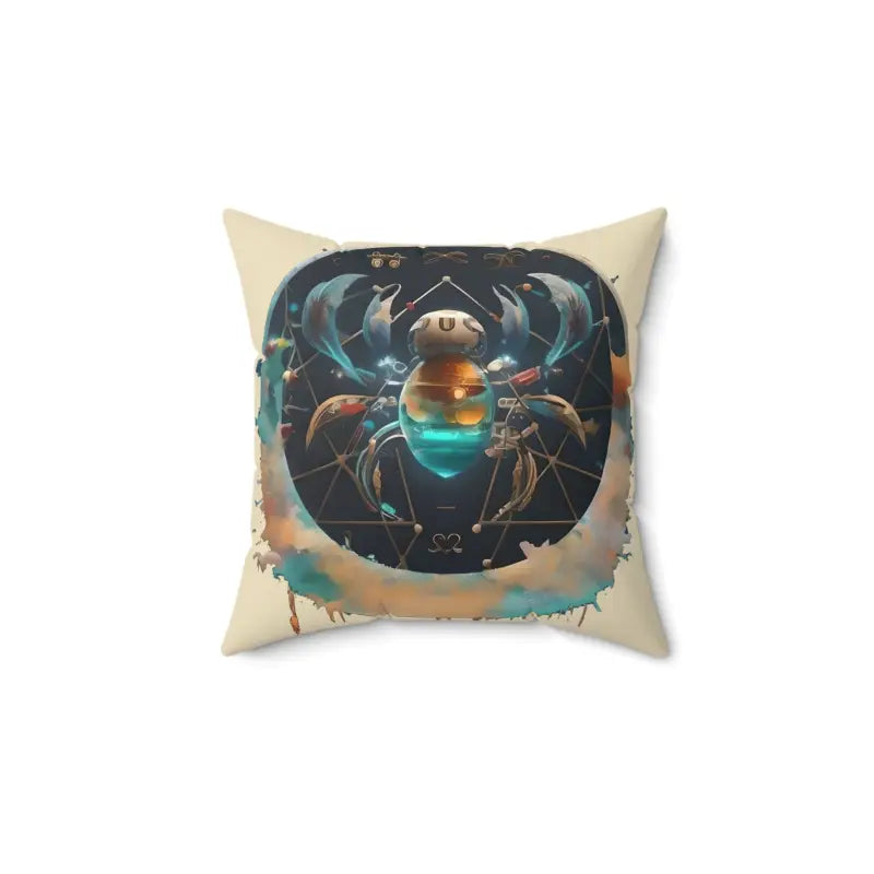 Cancer Zodiac Polyester Throw Pillow - Cosmic Comfort and Charm - 14’’ × Home Decor