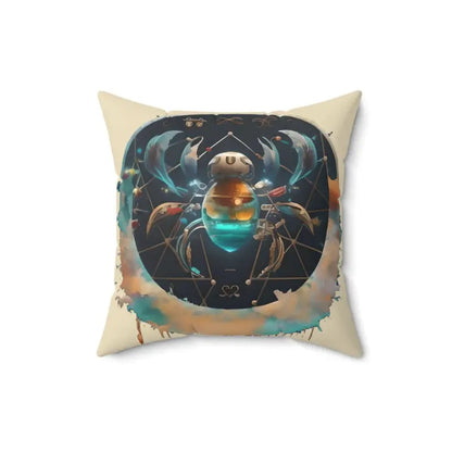 Cancer Zodiac Polyester Throw Pillow - Cosmic Comfort and Charm - 16’’ × Home Decor