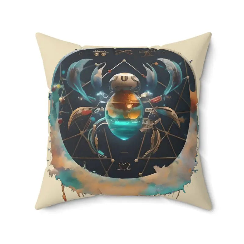 Cancer Zodiac Polyester Throw Pillow - Cosmic Comfort and Charm - 20’’ × Home Decor