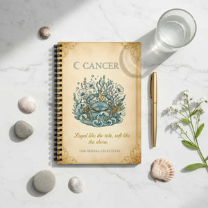 Cancer Zodiac Spiral Notebook, ?Loyal Like the Tide Soft Shore’ Ruled Journal - Journals