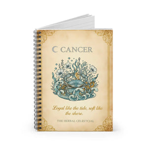 Cancer Zodiac Spiral Notebook, ?Loyal Like the Tide Soft Shore’ Ruled Journal - Journals