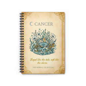 Cancer Zodiac Spiral Notebook, ?Loyal Like the Tide Soft Shore’ Ruled Journal - Journals