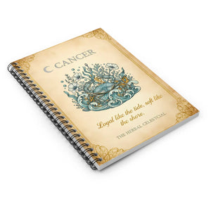 Cancer Zodiac Spiral Notebook, ?Loyal Like the Tide Soft Shore’ Ruled Journal - Journals
