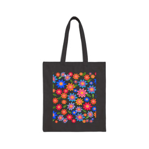 Bright Retro Floral Canvas Tote - Sturdy Cotton - Dipaliz - Bags