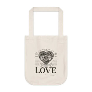 Canvas Tote Bag - Organic Stylish Heart Love Design - Dipaliz - one Size / Natural - Bags