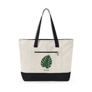 Large Monstera Leaf Tote Bag - Eco Canvas Market - Dipaliz - Bags