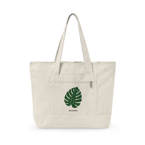 Large Monstera Leaf Tote Bag - Eco Canvas Market - Dipaliz - Bags