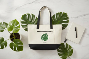 Monstera Leaf Canvas Tote Bag - Large Eco Market - Dipaliz - Bags