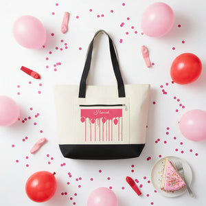 Custom Pink Paint Drip Canvas Tote Bag - Heavy Cotton - Dipaliz - Bags
