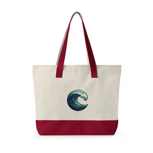 Bags - Canvas Tote Bag Wave Graphic Zippered Beach Dipaliz