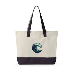 Bags - Canvas Tote Bag Wave Graphic Zippered Beach Dipaliz