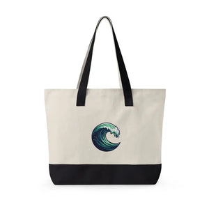 Bags - Canvas Tote Bag Wave Graphic Zippered Beach Dipaliz