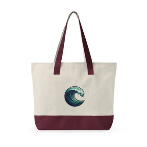 Bags - Canvas Tote Bag Wave Graphic Zippered Beach Dipaliz
