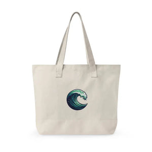 Bags - Canvas Tote Bag Wave Graphic Zippered Beach Dipaliz