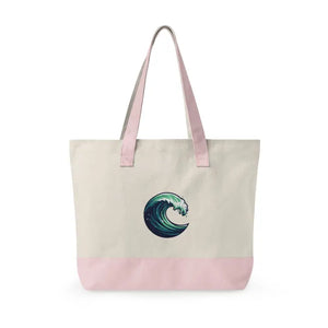 Bags - Canvas Tote Bag Wave Graphic Zippered Beach Dipaliz