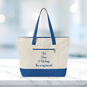 Bags - Canvas Tote Bag with Favorite Zippered Pocket - Dipaliz 18’’ x 14’’ 4.5’’ / Natural/maroon