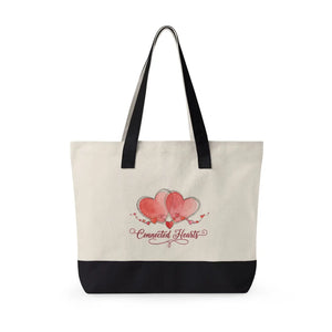 Personalized Connected Hearts Canvas Tote - Zippered - Dipaliz - Bags
