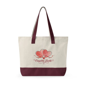 Personalized Connected Hearts Canvas Tote - Zippered - Dipaliz - Bags