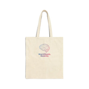 Canvas Tote - ?Wired Differently Wonderfully’ Brain Design | Autism Awareness Gift - Bags