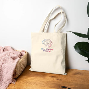 Canvas Tote - ?Wired Differently Wonderfully’ Brain Design | Autism Awareness Gift - Bags