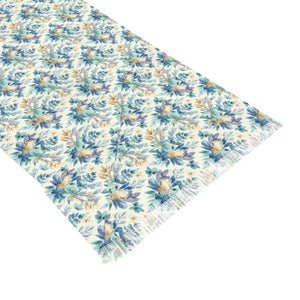 Accessories - Capri Blue Floral Pattern Light Scarf Watercolor Print - Dipaliz 27’’ × 71’’