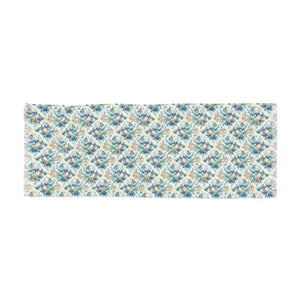 Accessories - Capri Blue Floral Pattern Light Scarf Watercolor Print - Dipaliz 27’’ × 71’’