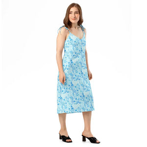 Capri Blue Floral Dress - Garden Party Ready - Dipaliz - Dresses