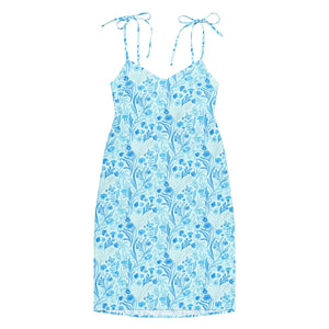 Capri Blue Floral Midi Dress – Built-in Bra - Dipaliz - Dresses - Xs