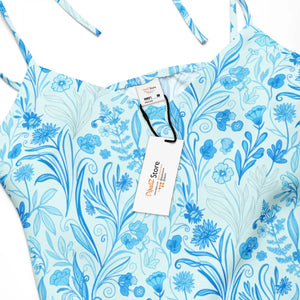Capri Blue Floral Midi Dress – Built-in Bra - Dipaliz - Dresses - Xs