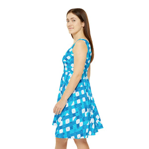 Capri Blue Hexagon Skater Dress – Casual Chic - Dipaliz - Dresses - Xs