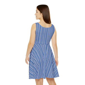 Capri Blue Houndstooth Skater Dress – Stretch - Dipaliz - Dresses - s