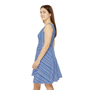 Capri Blue Houndstooth Skater Dress – Stretch - Dipaliz - Dresses - s