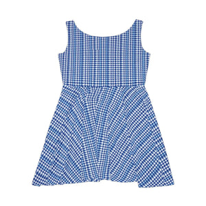 Capri Blue Houndstooth Skater Dress – Stretch - Dipaliz - Dresses - s