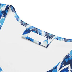 Capri Blue Ikat Bodycon Recycled Polyester Dress - Dipaliz - Dresses - s