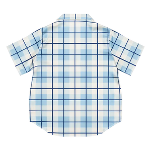 Capri Blue Madras Short Sleeve Pajama Top Silky Lounge Style Dipaliz - Pajamas