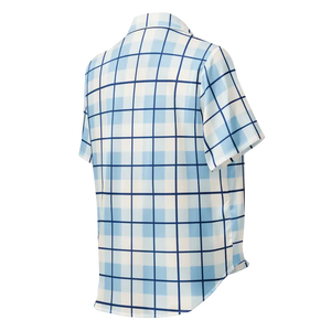 Capri Blue Madras Short Sleeve Pajama Top Silky Lounge Style Dipaliz - Pajamas