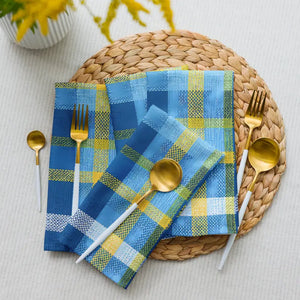 Cloth Napkin Set Capri Blue Madras Pattern Dipaliz - Napkins