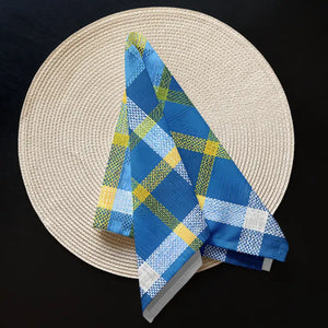 Cloth Napkin Set Capri Blue Madras Pattern Dipaliz - Napkins