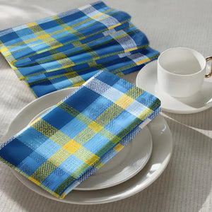 Cloth Napkin Set Capri Blue Madras Pattern Dipaliz - Napkins