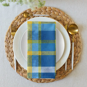 Capri Blue Madras Cloth Napkin Set - Vibrant Style for Every Meal - Dipaliz - Napkins