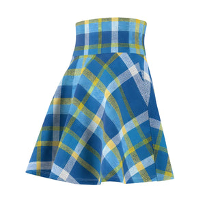 Capri Blue Madras Skater Skirt - Flared Casual - Dipaliz - Skirts - s