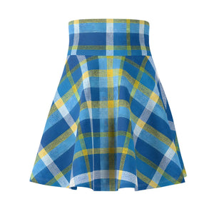 Capri Blue Madras Skater Skirt - Flared Casual - Dipaliz - Skirts - s