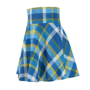 Capri Blue Madras Skater Skirt - Flared Casual - Dipaliz - Skirts - s