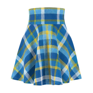 Capri Blue Madras Skater Skirt - Flared Casual - Dipaliz - Skirts - s