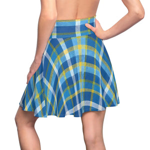 Capri Blue Madras Skater Skirt - Flared Casual - Dipaliz - Skirts - s