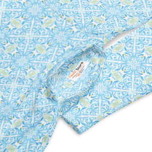 Capri Blue Medallion Print Long Sleeve Midi Dress - Dipaliz - Dresses