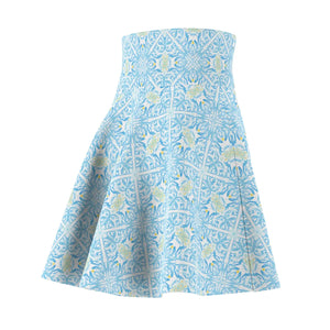 Capri Blue Medallion Skater Skirt - Flared Casual - Dipaliz - Skirts - Xs