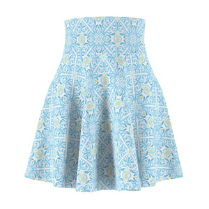 Capri Blue Medallion Skater Skirt - Flared Casual - Dipaliz - Skirts - Xs