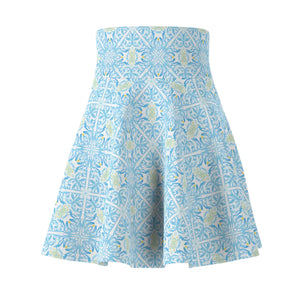 Capri Blue Medallion Skater Skirt - Flared Casual - Dipaliz - Skirts - Xs
